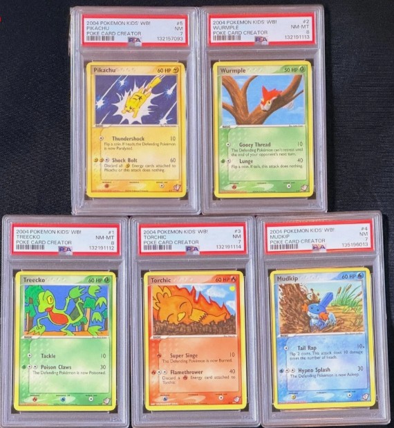 Pokemon Kids' WB Poke Card Creator Complete Set Pikachu Mudkip PSA 8 PSA 7 2004